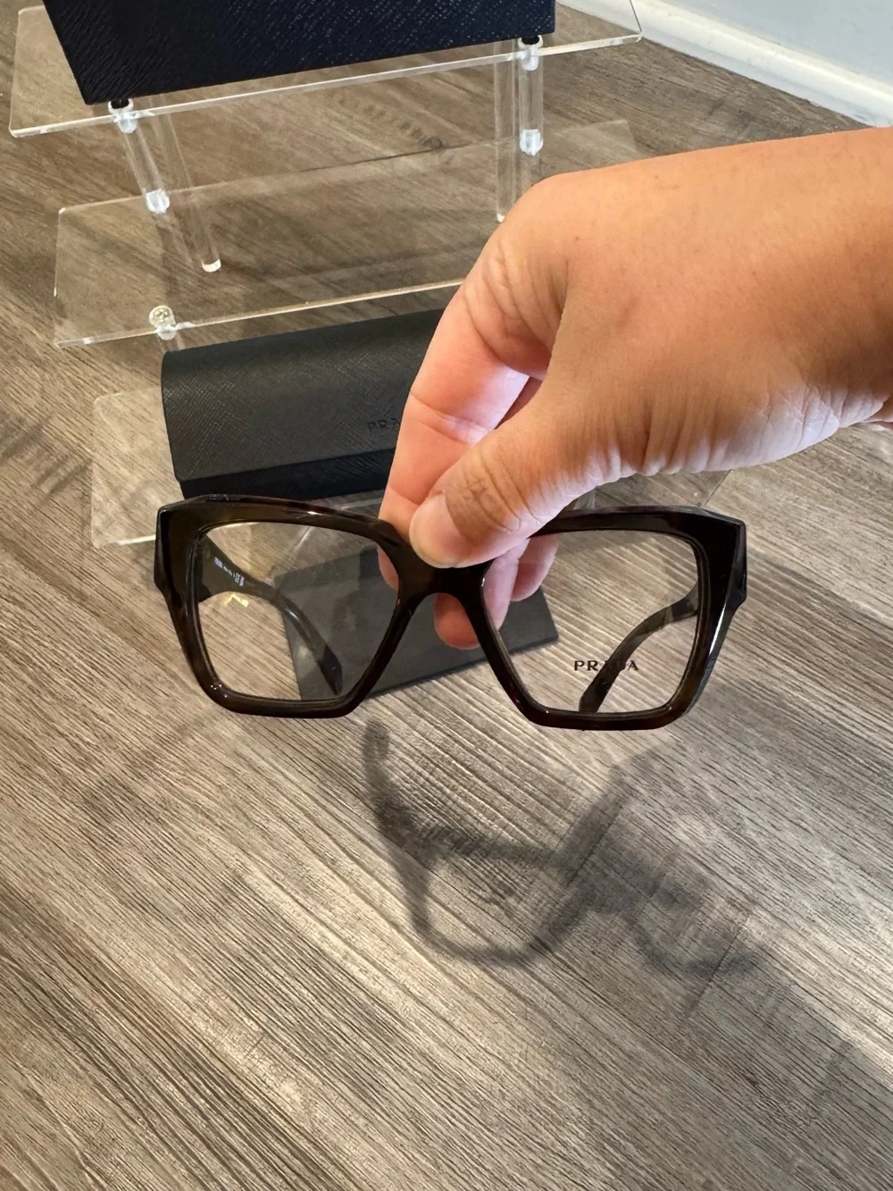 Prada Logo Honey Tortoise Cateye Eyeglasses PR09ZV
